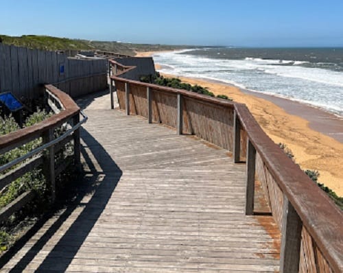 Boardwalk for whale watching at Logans Beach