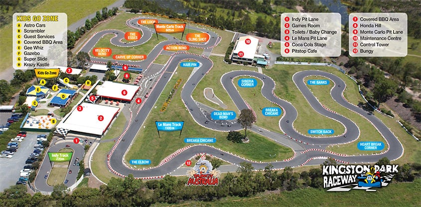 Kingston Park Raceway park map