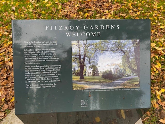 Sign in Fitzroy Gardens
